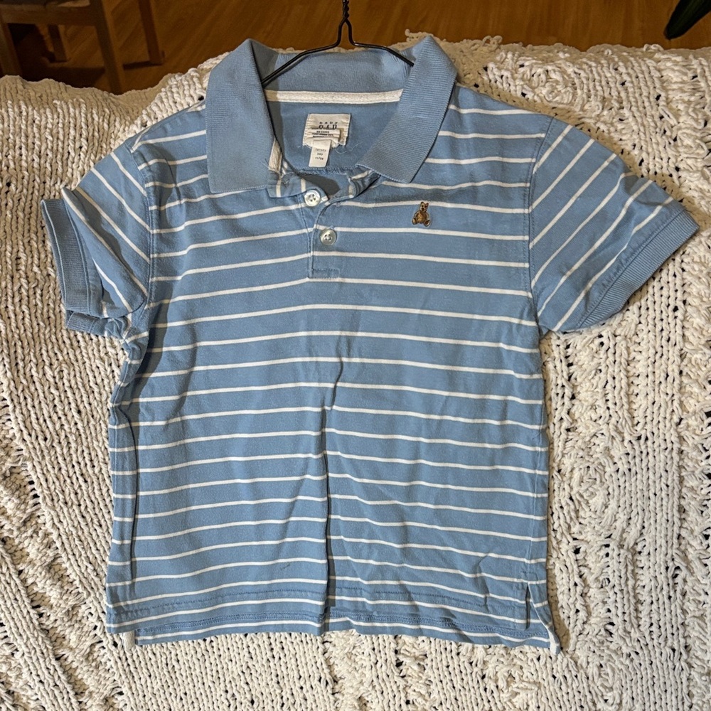 GAP Light Blue and White Striped Kids Polo